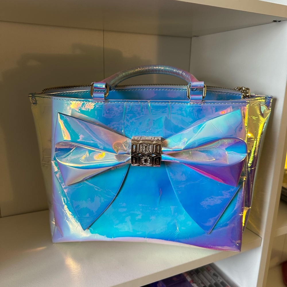 SUPER RARE Betsey Johnson holographic satchel bag